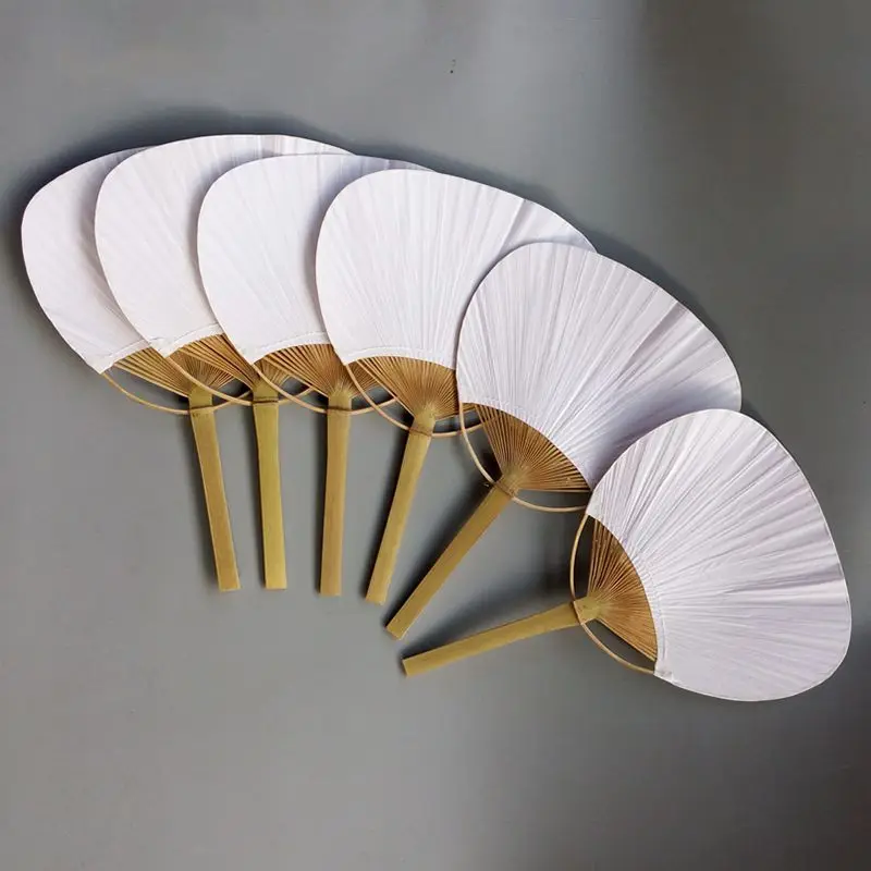 Pai Pai Bambu Pure White Bamboo Handle Blank Calligraphy Painting Blank Group Fan White Fan Summer