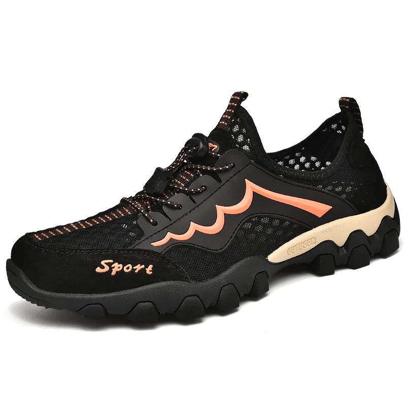 Mountain Trekking Shoes for Men, Breathable Mesh, Hiking Shoes, Outdoor Male Sports Sneakers, Quick-Dry Water Shoes, Summer
