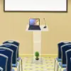 Acrylic Podium Stand Floor-Standing Clear Pulpits Acrylic Desktop Lecterns W/ Storage Shelf for Church Office School 3