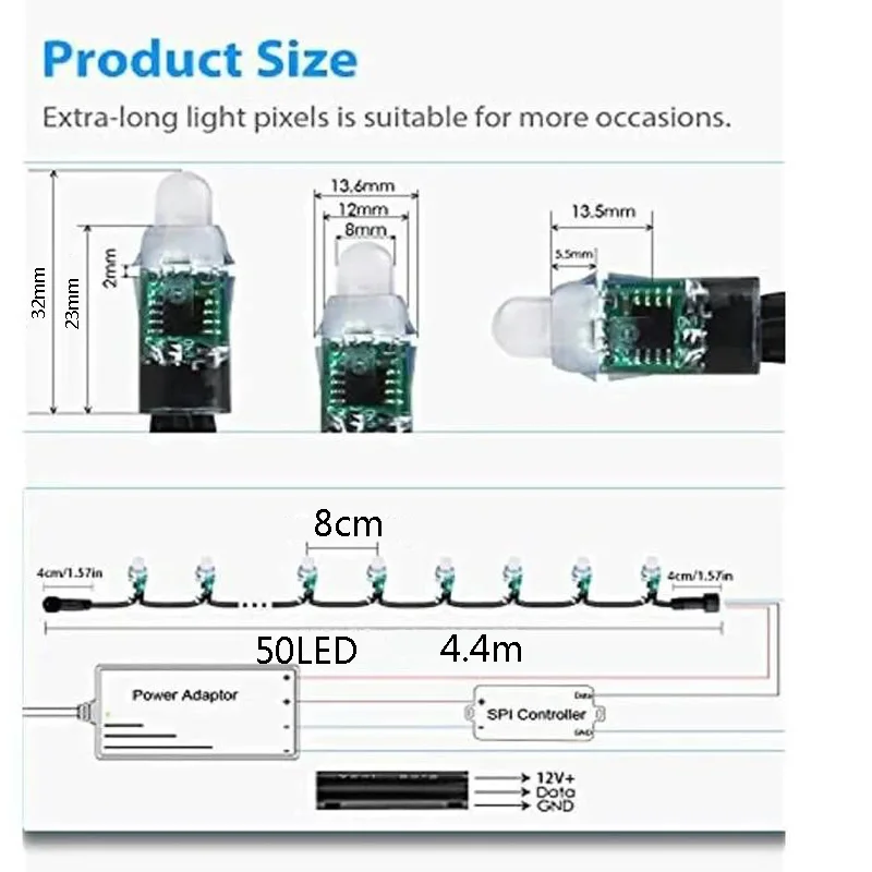 DC12V IP68 WS2811 LED Pixel Nodes 22AWG WS2811IC String Light Smart Pixel Module Advertising Wedding Holiday Decoration