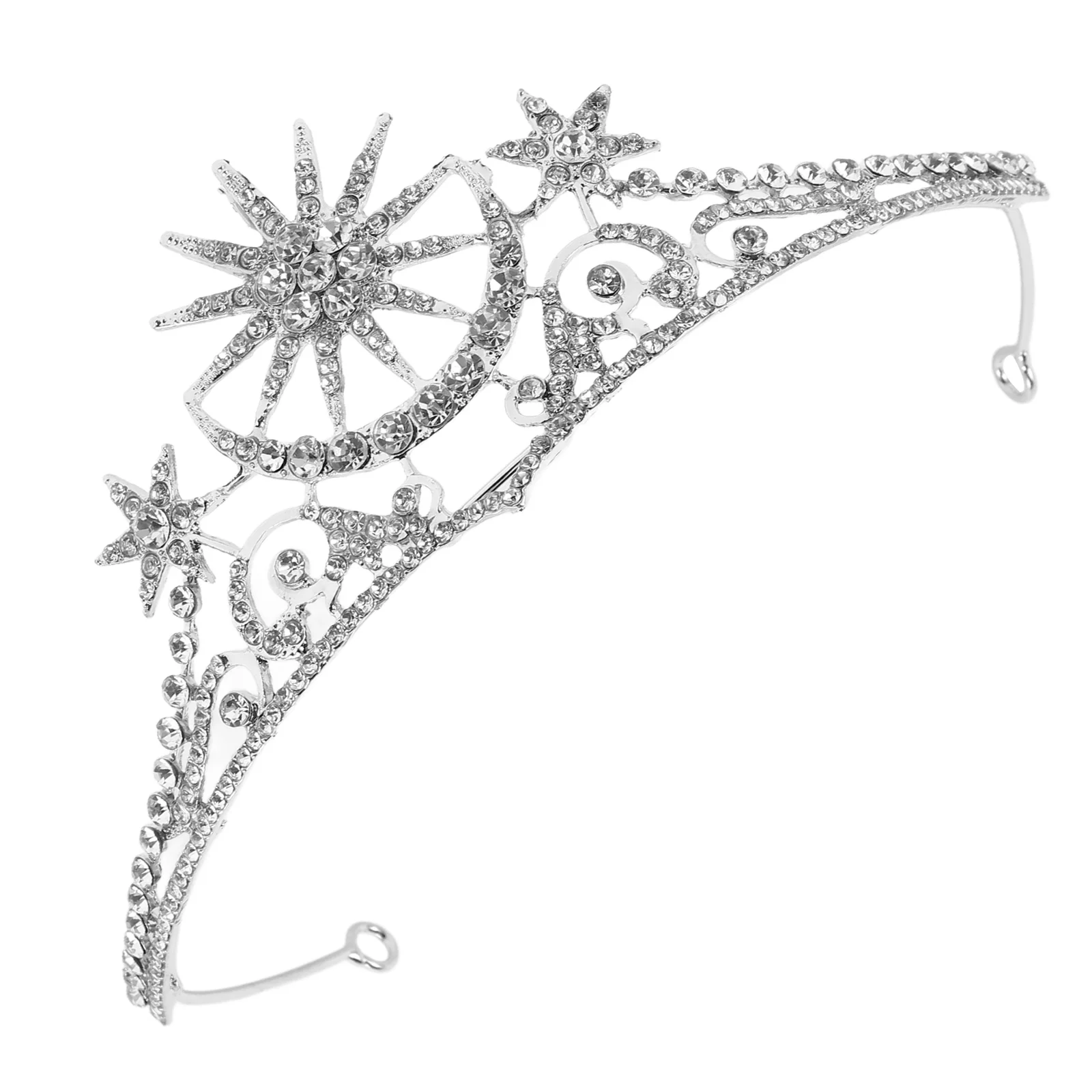 Tiara with Stars Hair Jewelry Crown for Women Halloween Wedding Headbands Bride Silver Bridal 4