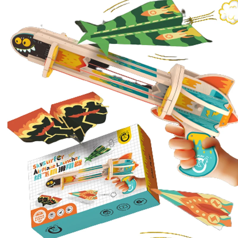 

Airplane Launcher wooden Catapult Plane Toy Catapult Gun Ejection Foam Airplane Shooting Game Toys Outdoor Sport Toys