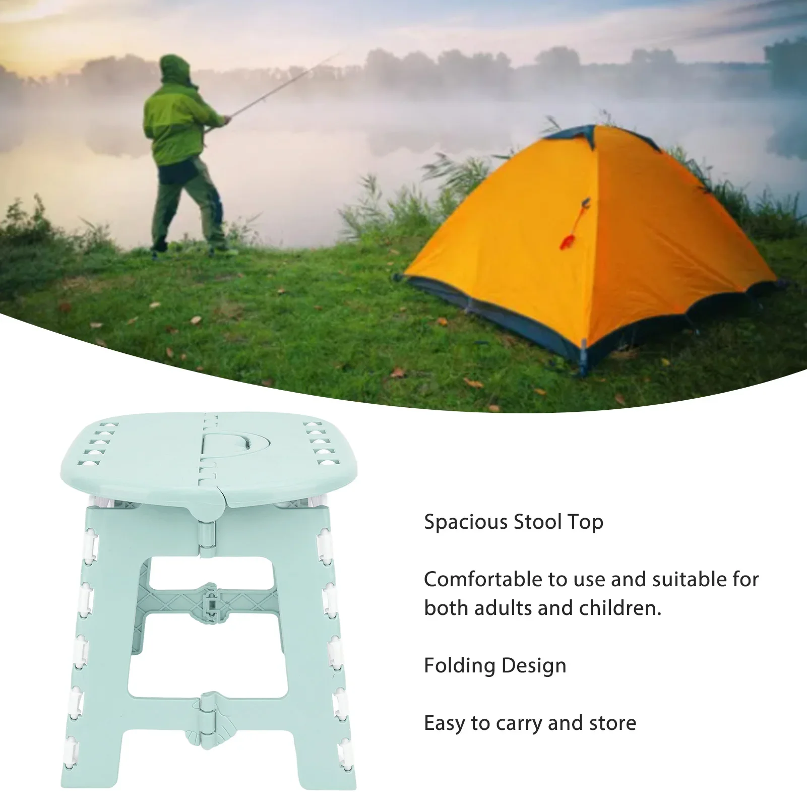 Foldable Step Stool Portable Household Plastic Small Folding Step Chair Space Saving For Outdoor Camping Hiking Fishing