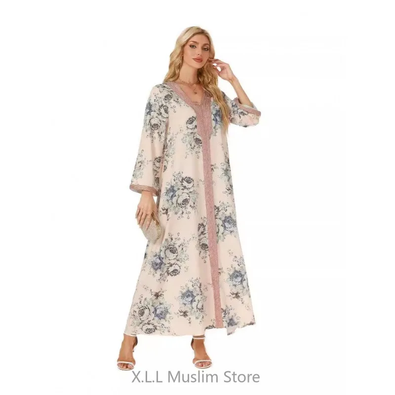 Fashion Ramadan Robe Femme Musulmane Abaya Women Dresses Dubai Kaftan Kebaya  Modest Maxi Dress Women's Prayer Clothes For Party