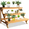 3 Tier Wooden Plant Stand Multi Tiered Ladder Shelf Indoor Outdoor Display Storage Organizer Potted Plants and Flowers 2