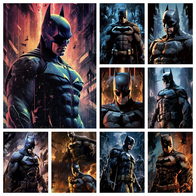 Pintura de HEROCROSS por números, pintura al óleo de Batman, retrato de dibujos animados, lienzo pintado a mano, colorear, dibujar, regalo artesanal - AliExpress