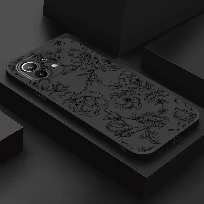 Leaf and Butterfly Line Art Soft Phone Case - Elegant and Durable Cover