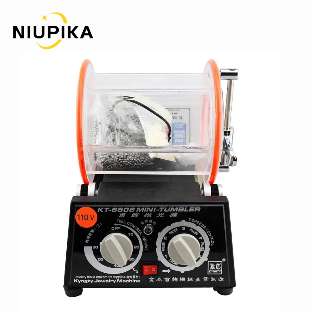 NIUPIKA KT-6808 로터리 텀블러, 쥬얼리 표면 광택기, 피니셔, 연마 마감 기계, 3kg