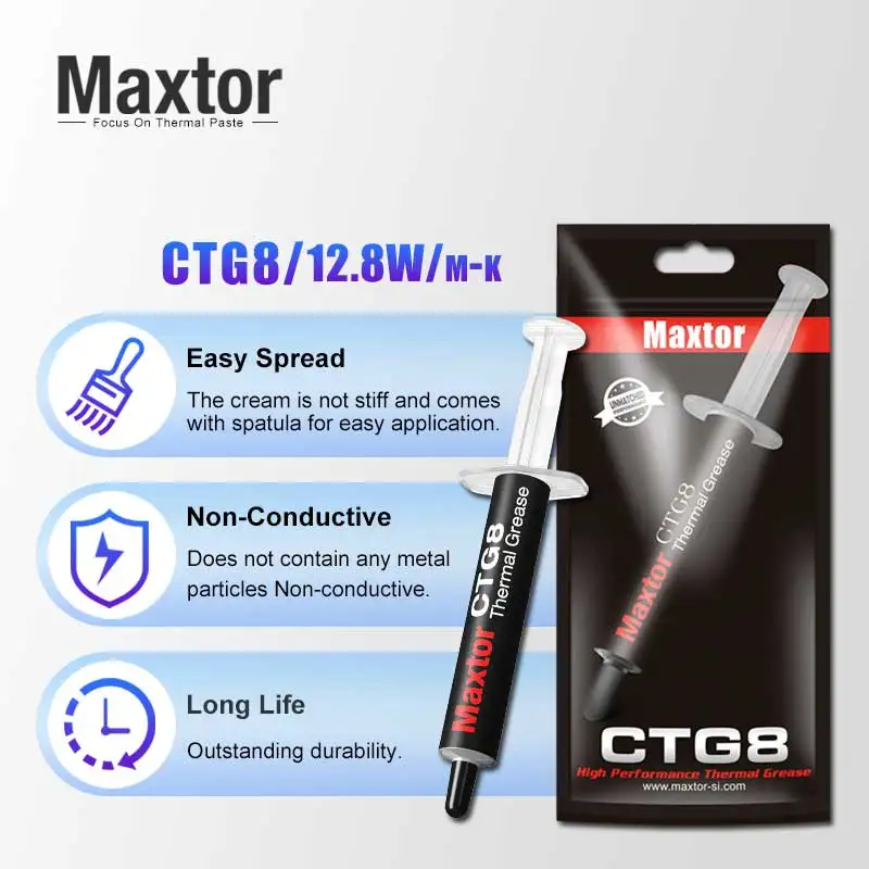 Maxtor-processador Térmico para pc Cpu Gpu Ventilador de Refrigeração Dissipador de Calor Gesso 12 8w mk Maxtor - Imagem 6