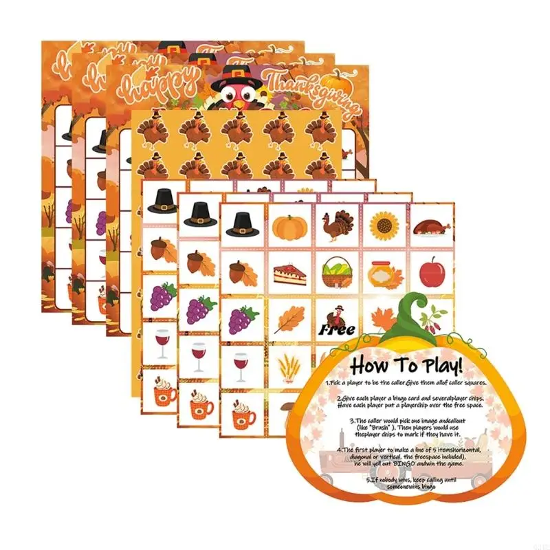 Thanksgiving Bingo Game Cards for Family Gathering Funny Classroom and Home Party Activity Board Game for Parents Kids