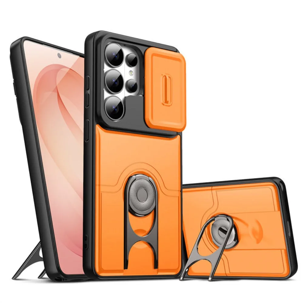 Heavy Duty Magnetic Shockproof Case with Slide Camera Lens Protector and Finger Ring Bracket