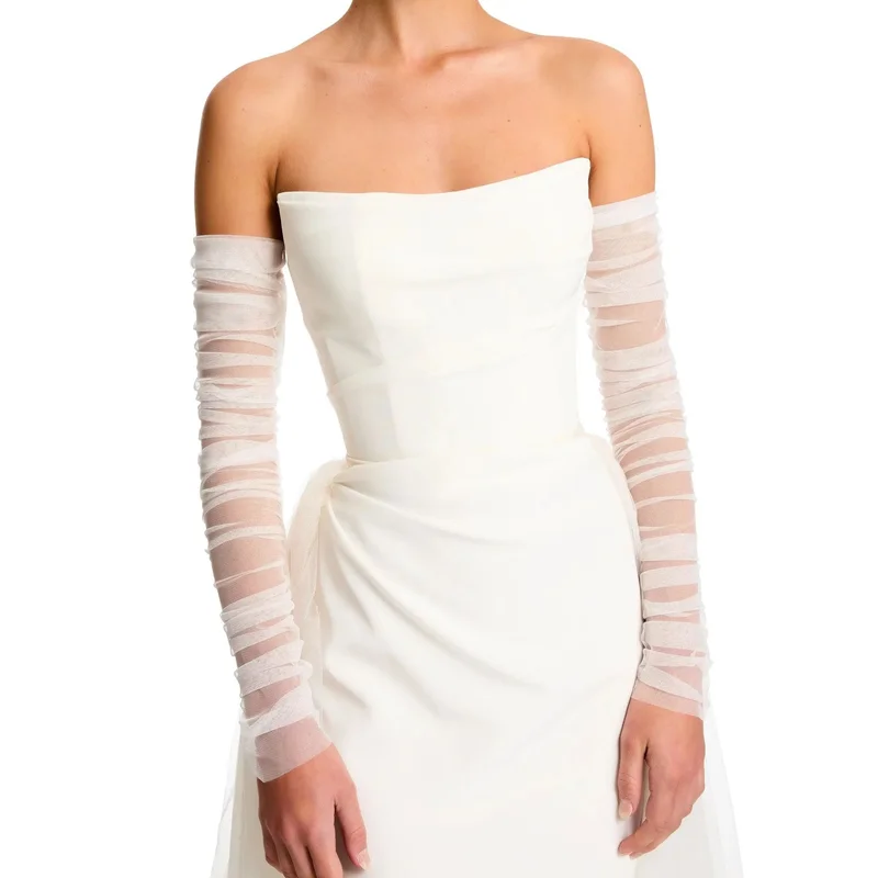 Sheer Bride Gloves Wedding Gloves Elbow Length Fingerless Removable Sleeves Bachelorette Party Women's Arm Sleeves vm20A wedding dress gloves wedding sleeve accessories