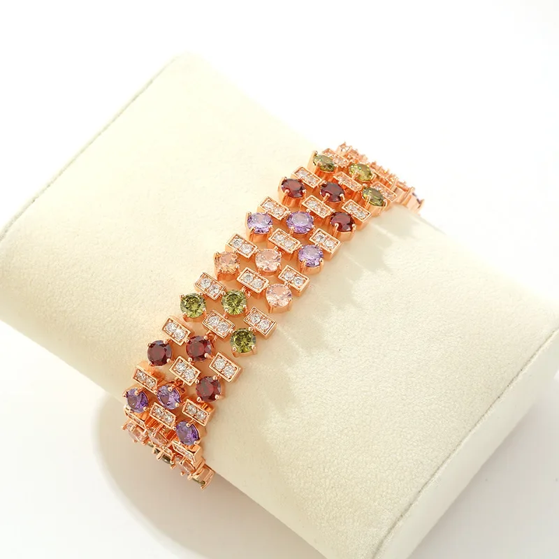 Charm Wide jewelry Bracelet for Women Colorful Zirconia Diamond fashion ins hot saled Popular High end Luxury Wrist Chains