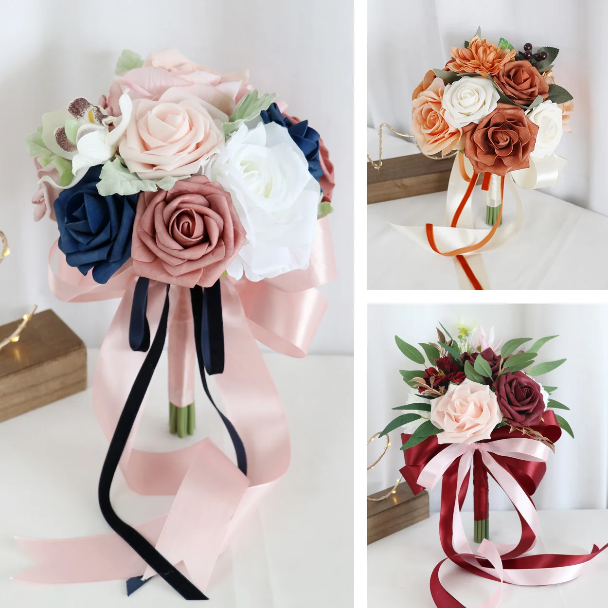 Vintage Bridal Wedding Bouquets Artificial Flowers Bride Holding Flowers Wedding Accessories Ramo De Novia