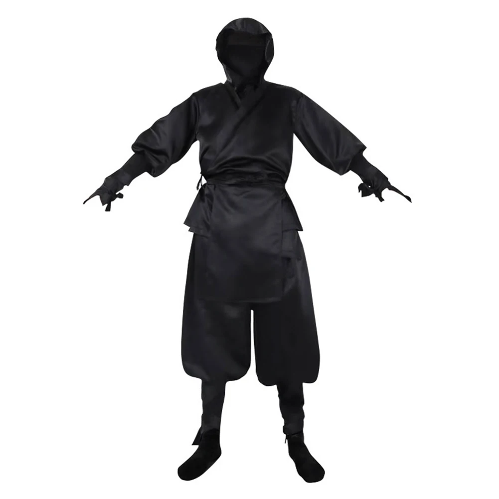 Janpanese Ninja Cosplay Costume Adult Samurai Fantasy Kimono Hooded Black Uniform Outfits Halloween Carnival Party Suit