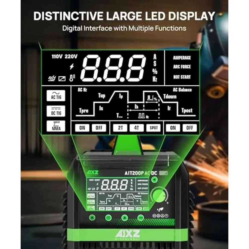 200A TIG Welder AC DC 5 IN 1 Aluminum Welding Machine Dual Voltage IGBT LED Screen Kit 3