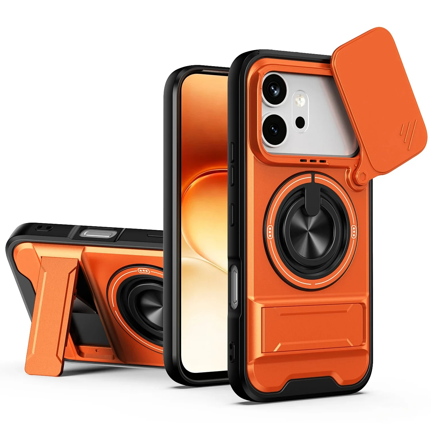 Armour Shockproof Magnetic Protection Phone Case with Camera Window and Foldable Stand