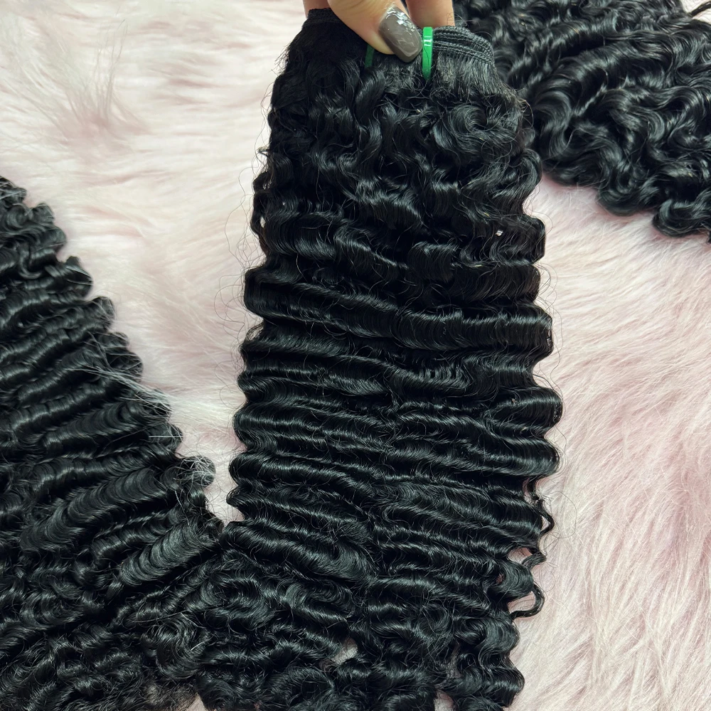 Super Double Drawn Burmese Curly Hair Bundles Full Thick Hair End Extensions with Lace Closure Frontal  4x4 5x5 13x4 Lace