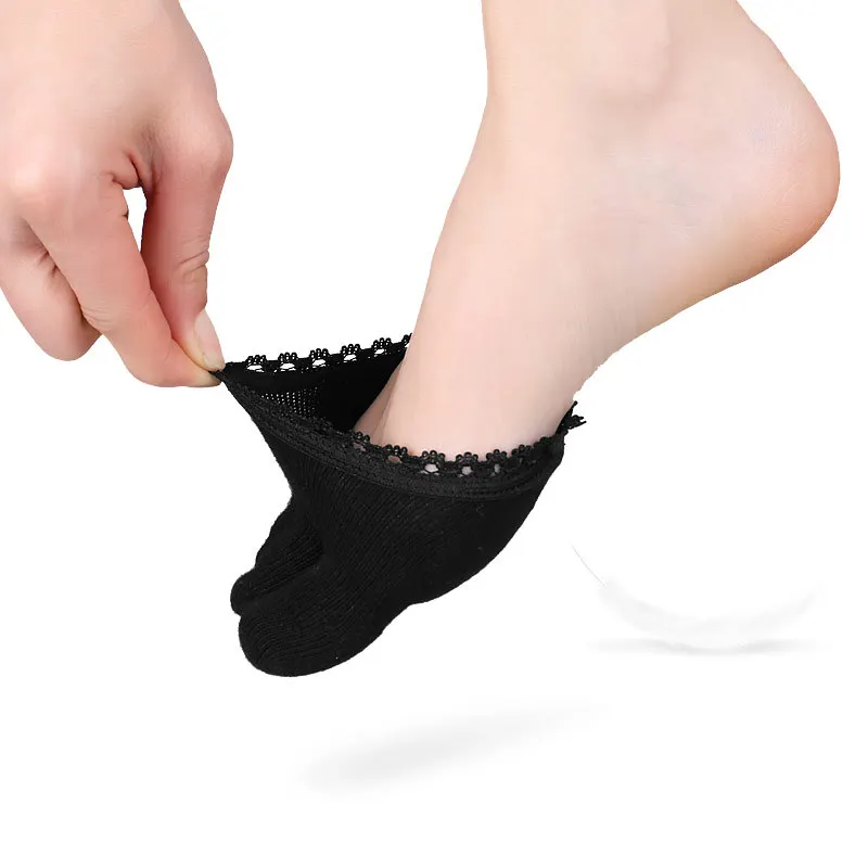 Women Five Toes Forefoot Pad High Heels Wear-resistant Half Socks Lace Invisible Socks Calluses Corns Foot Pain Care