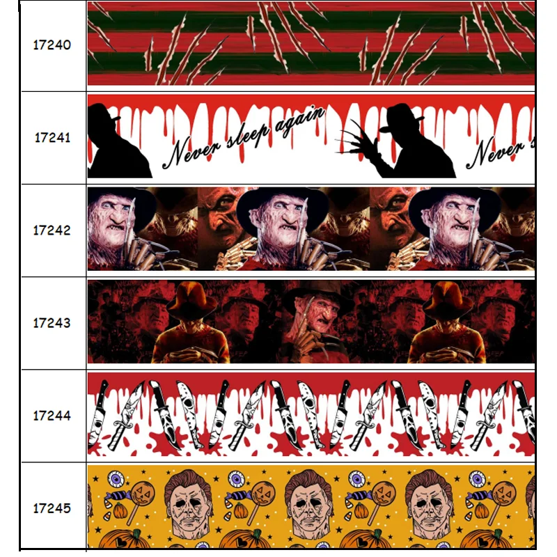 

DHK 50yards Horror Movie Printed Grosgrain Ribbon Accessories Material Headwear Decoration DIY Sewing Craft S1952