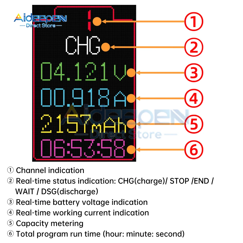 8 CH 18650 Lithium Battery Capacity Tester MAh Capacity Division Internal Resistance Measuring Module 18650 Battery Tester 4