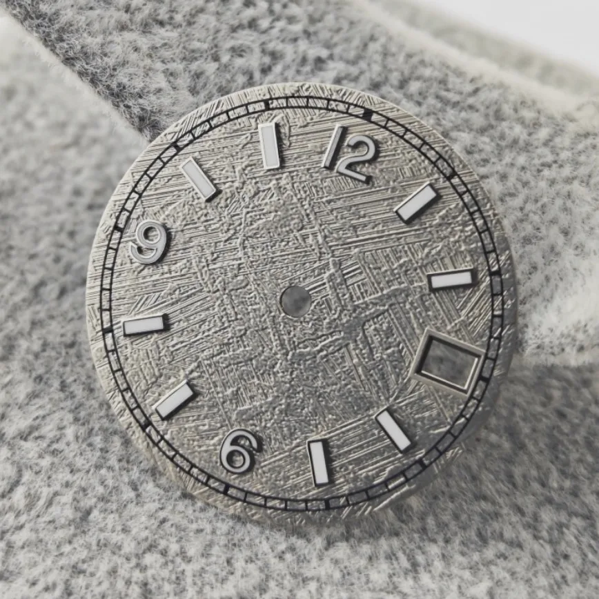 Meteorite Pattern Dial Black White Light Grey Blue Luminous Mechanical Watch Accessories 28.5mm for NH36/NH35 Movement Nh35 Dial