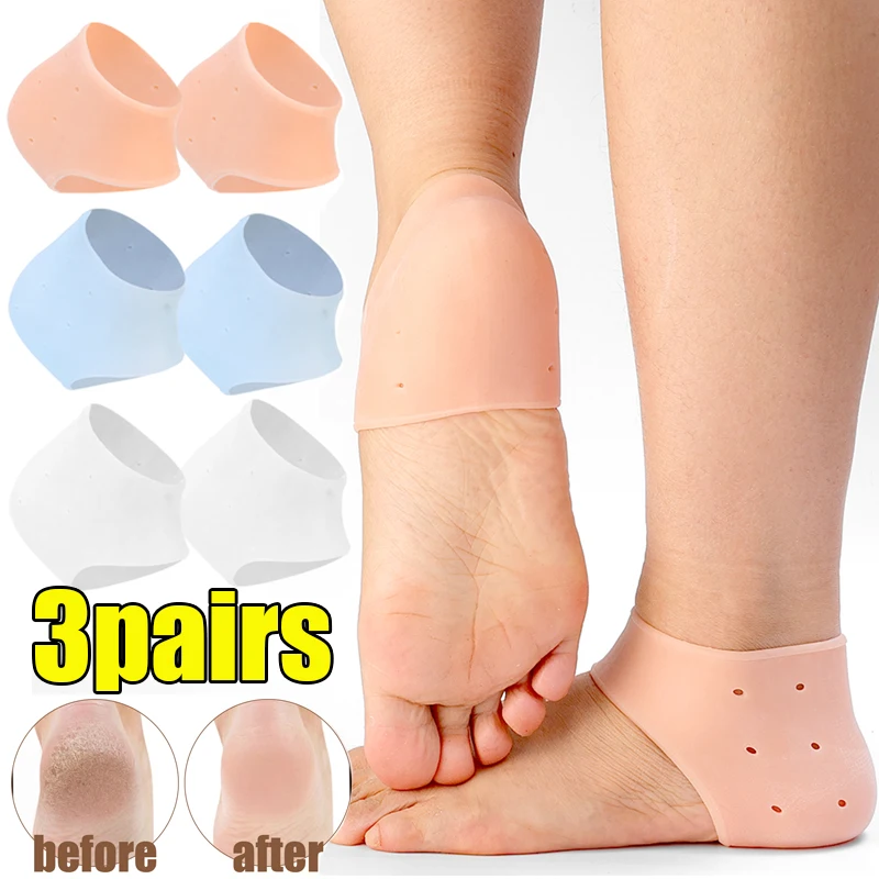 Silicone Anti Slip Heel Protectors 1/2/3Pairs Relief Pain Breathable Reduce Pressure Foot Care Anti-Crack Cover Half-yard Socks