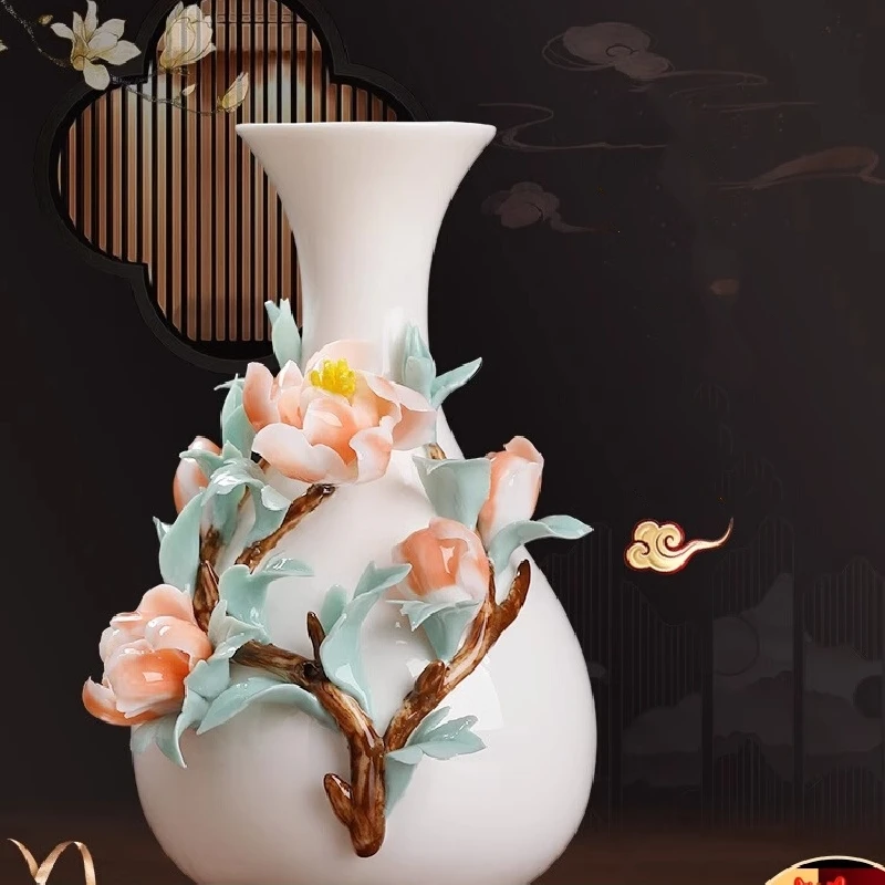 Chinese Ceramic Handmade Vase Living Room Desktop Ornaments Flower Arrangement Art Decorations Creative Gift