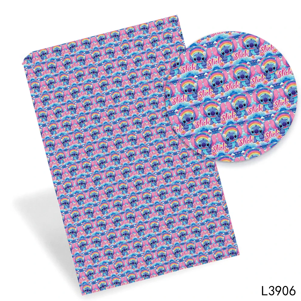 Stitch Minnie Cartoon Diseny Summer Faux Leather Fabric 136*30CM for Hairbows DIY Craft Materials Fabric