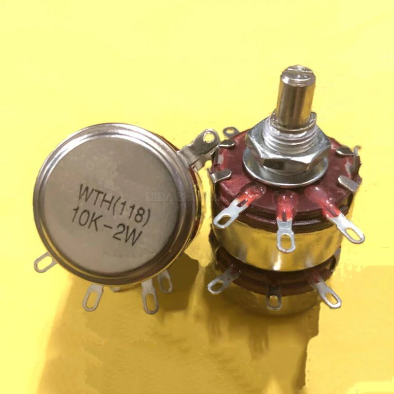 WX050 Drahtpotentiometer 10K Ohm – 5 W – 6 Mm Rundwelle – 3 Anschlüsse – Schwarz/Silber – Für Einstellungen & Regelungen
