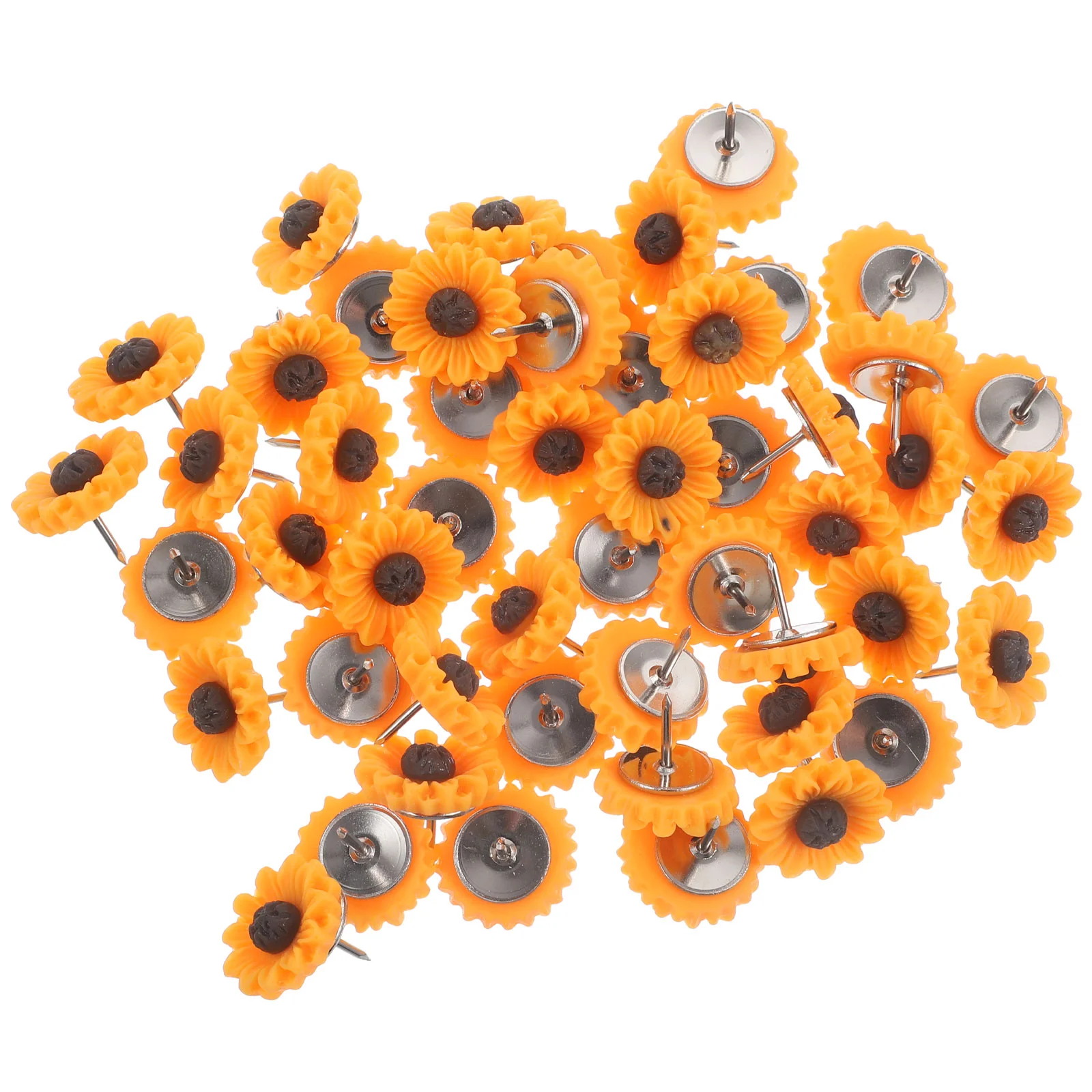 

50 Pcs Office Supply Thumbtacks Sunflower Pushpins Modeling Map Markers Portable Resin Poster Accessory