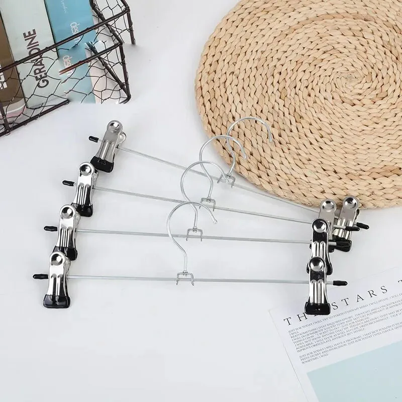 5pcs Metal Windproof Hanger for Clothes Home Pants Coat Non-slip Drying Hangers with Adjustable Clips Closets Storage Racks