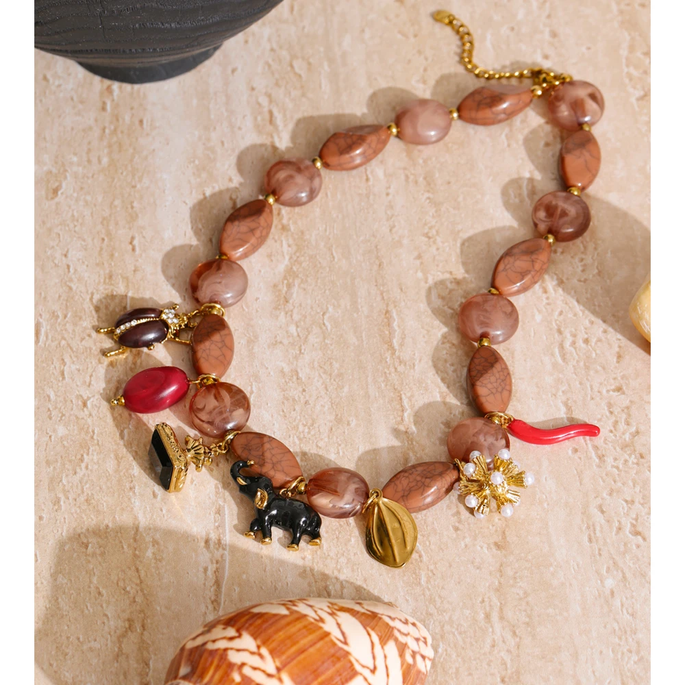 Yhpup Handmade Acrylic Beads Necklace