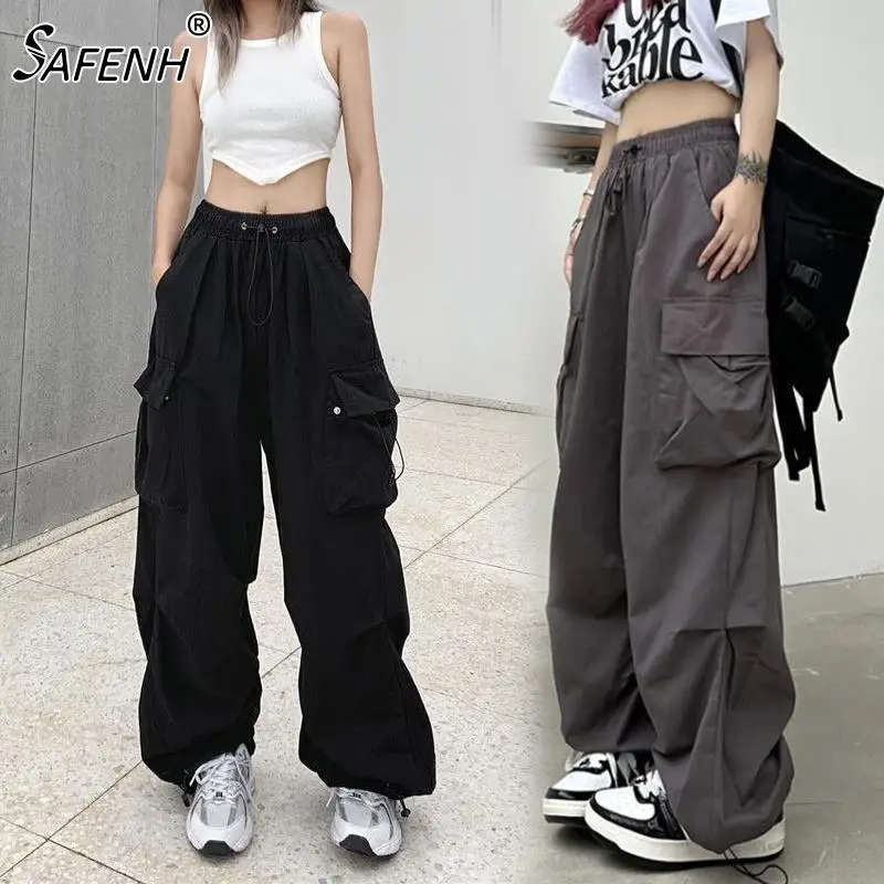 

Casual Women Baggy Wide Leg Sweatpants Loose Vintage Pocket Loose Streetwear Baggy Jeans Retro Sporty Pocket Wide Leg Size S-3XL