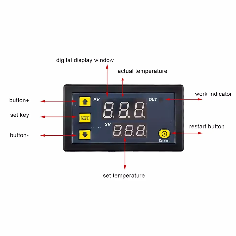 Digital Temperature Control LED Display Thermostat with Heat/Cooling Regulation