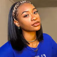 Synthetic Straight Bob Headband Wigs for Black Women Glueless Black Short Bob Headband Wig 12inch Half Wigs Wear And Go