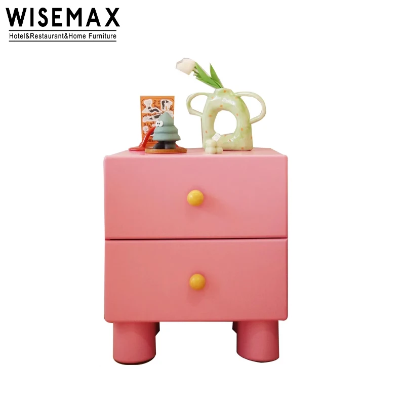 Kid nordic simple design home kid bedside table solid wood frame colorful children nightstand for living room