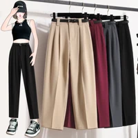L-4XL Plus Size Pants For Women 2025 New Arrivals High Waist Straight Suit Pants Women Korean Style Casual Trousers Female - Image 2