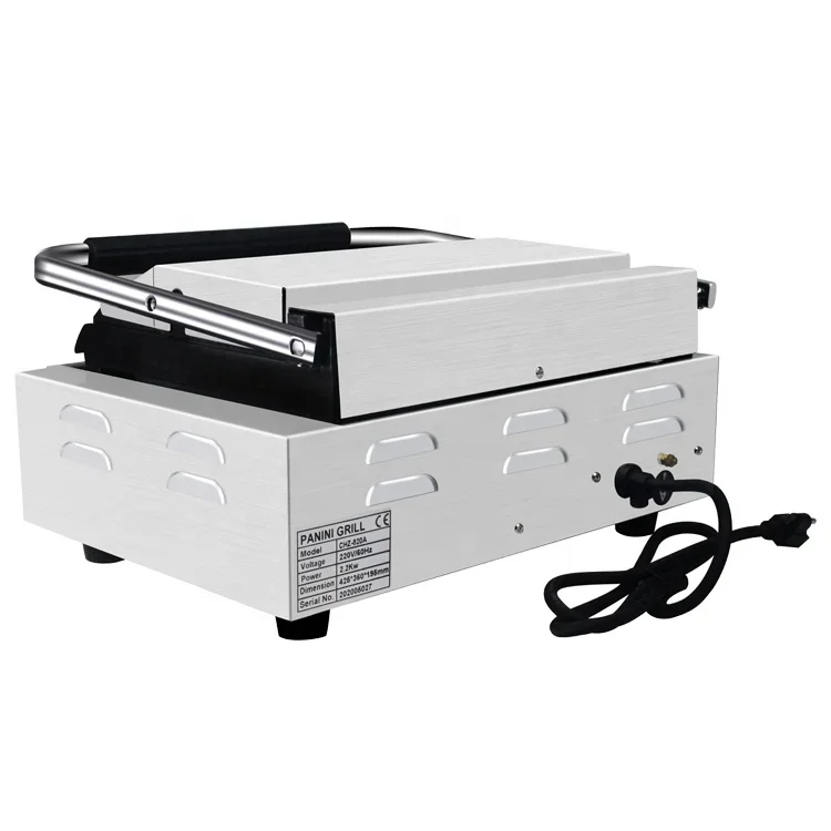 2200W Stainless Steel Cast Iron Sandwich Panini Contact Grill Maker 6
