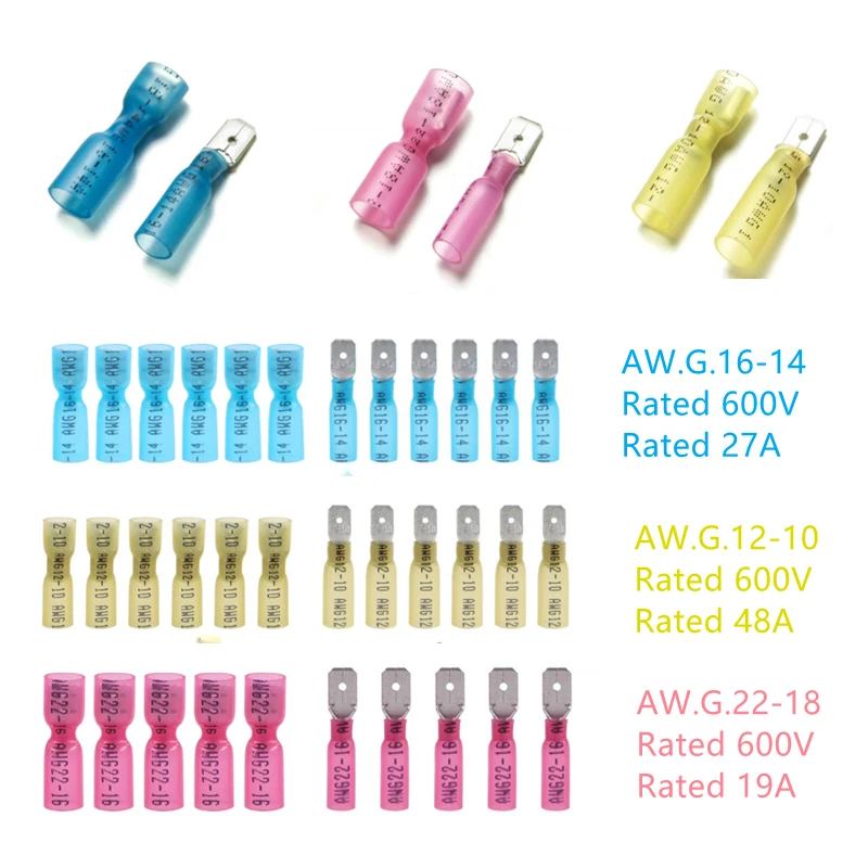 60Pcs Heat Shrink Spade Male & Female Crimp Terminals Insulated Electric Wire Connector Assorted Kit 60Pcs Heat Shrink Spade Male & Female Crimp Terminals Insulated Electric Wire Connector Assorted Kit