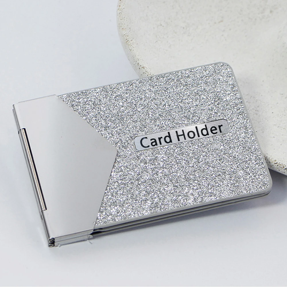 RFID Blocking Protected ID Credit Bank Card Holder Women Short Small Fashion Luxury Brand Metal Aluminum Purse Card Bag Wallet