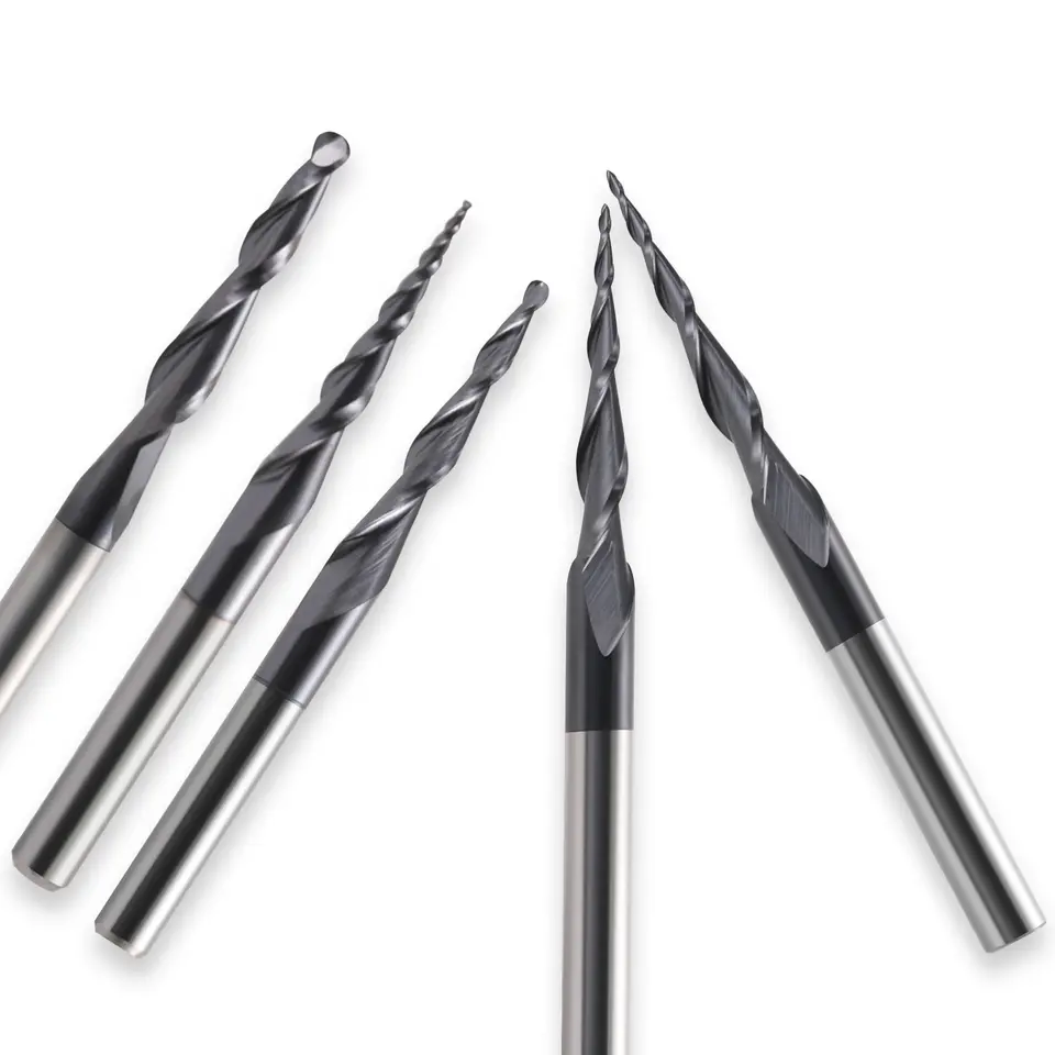 5Pcs Tapered Ball Nose End Mill 3.175mm 4mm 6mm 8mm Ball Nose Tapered End Mills Router Bits CNC Taper Wood Metal Milling Cutter image 4