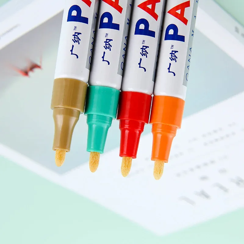 다채로운 영구 페인트 마커, 방수 흰색 마커, 타이어 트레드 고무 원단 페인트, 금속 12 색 페인트 마커 펜
