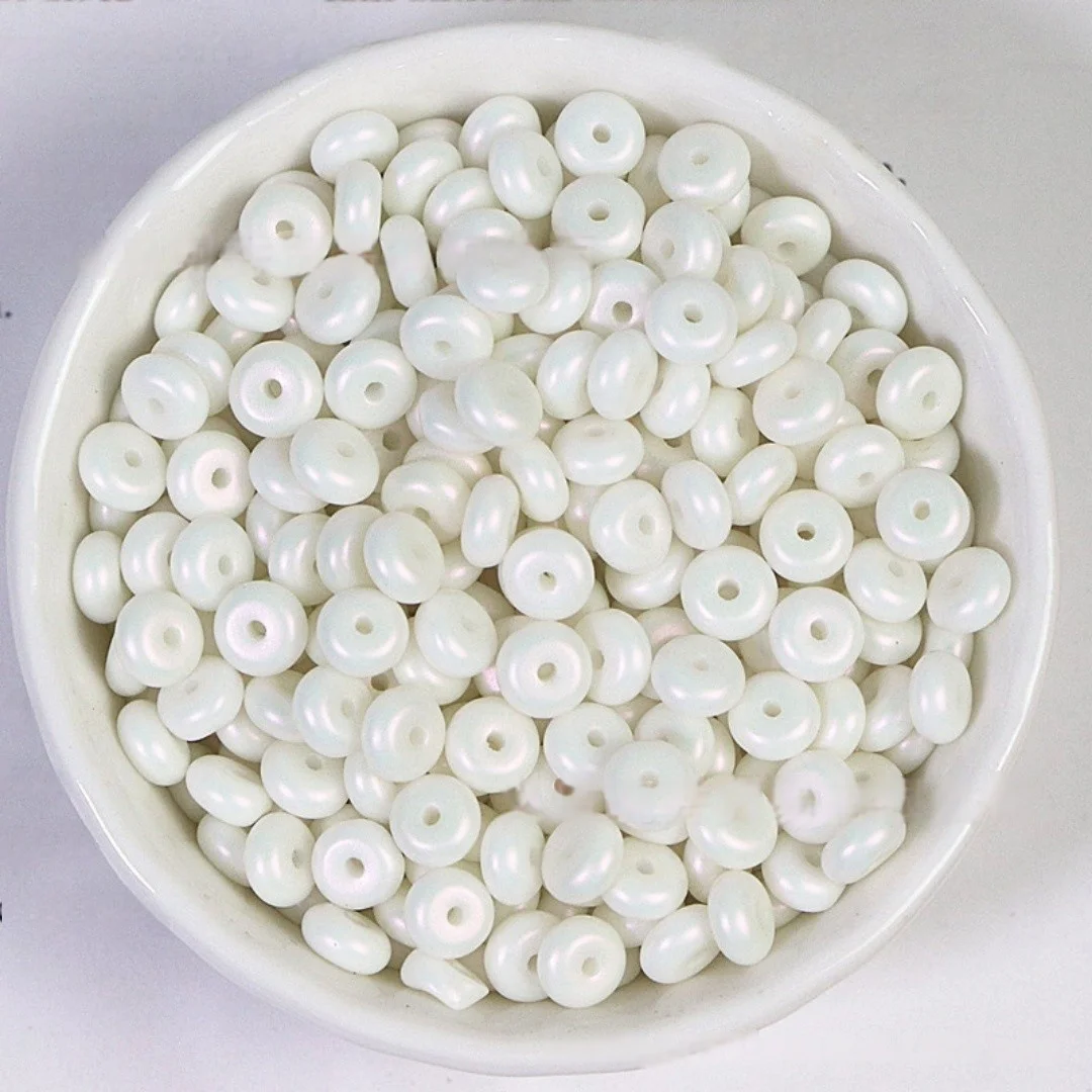 3x6mm 모조 진주 컬러 유리 주판 비즈, 휠 비즈, 안전 버클, 수제 DIY 비드 비즈, 루즈 비즈 55pcs