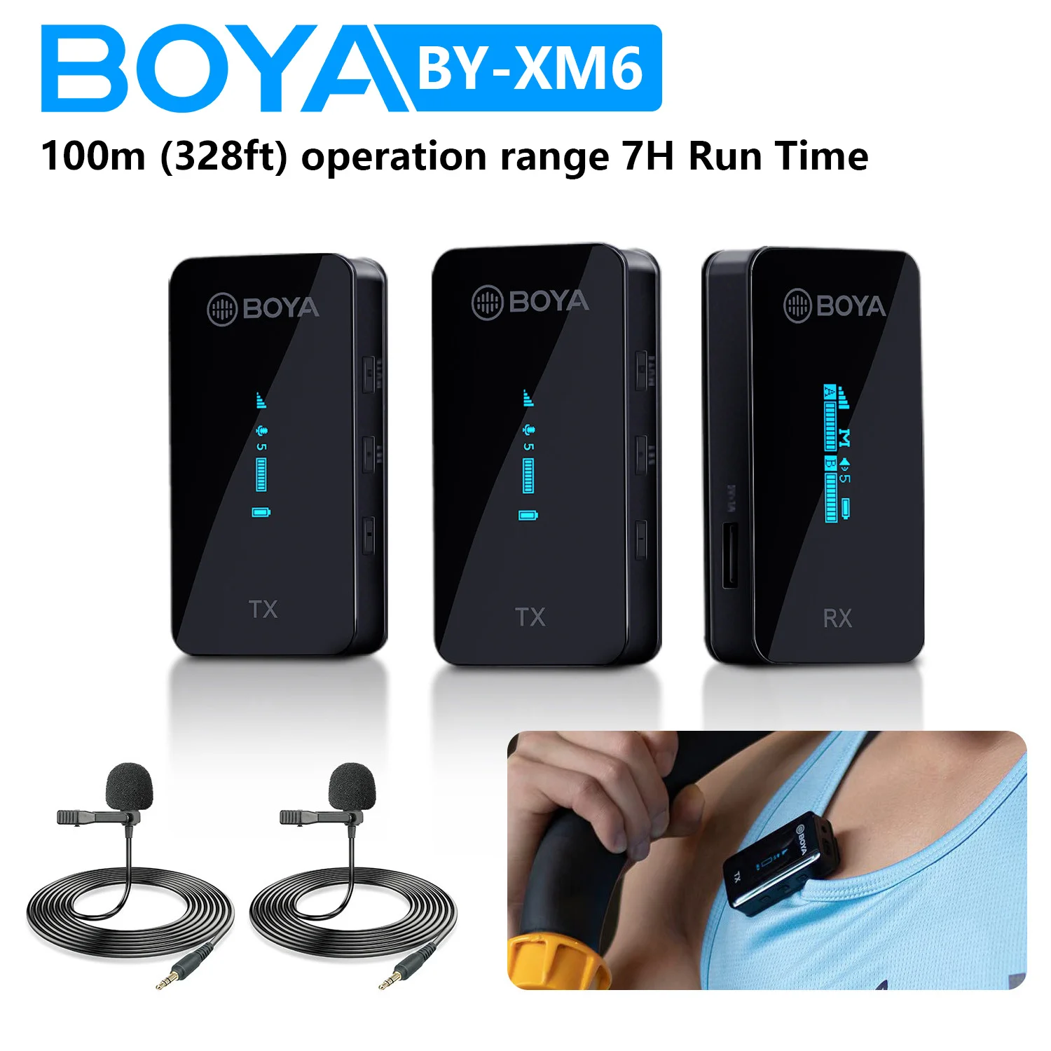 

BOYA BY-XM6 S 2.4GHz Condenser Wireless Lavalier Lapel Microphone for PC Mobile Android iPhone DSLRs Cameras Streaming Youtube