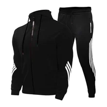 

Tracksuits Men Polyester Sweatshirt Sporting Fleece 2021 Gyms Spring Jacket + Pants Casual Men's Track Suit Sportswear Fitness