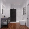 74 X 34 Inch Framed Black Tinted Fixed Glass Shower Screen Shower Door in Matte Black | Veil Water Repellent Tempered Glass 2