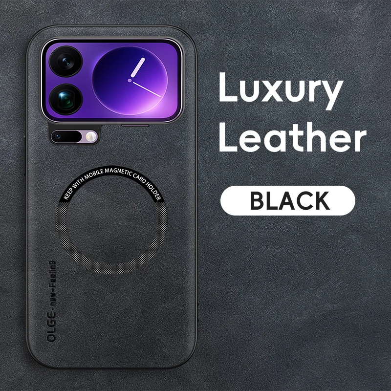 Magnetic Retro Leather Soft Phone Case with Wireless Charging Capability