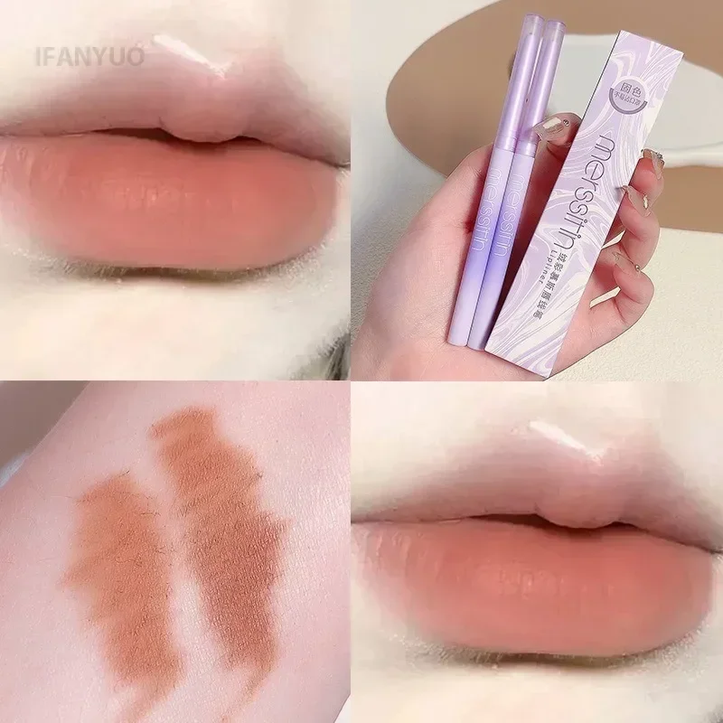 Berry Red Lip Liner Matte Velvet Lipliner Pencil Long-lasting Waterproof 3D Lip Plumping Tint Contouring Pen Nude Brown Lipstick 4