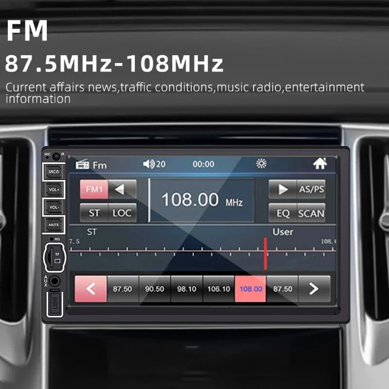 ?? 2 DIN HD 터치스크린 Queender 자동차 MP5 라디오 + 4LED 후방 카메라 미러 링크 블루투스 핸즈프리 FM/USB/TF/AUX 간편 설치